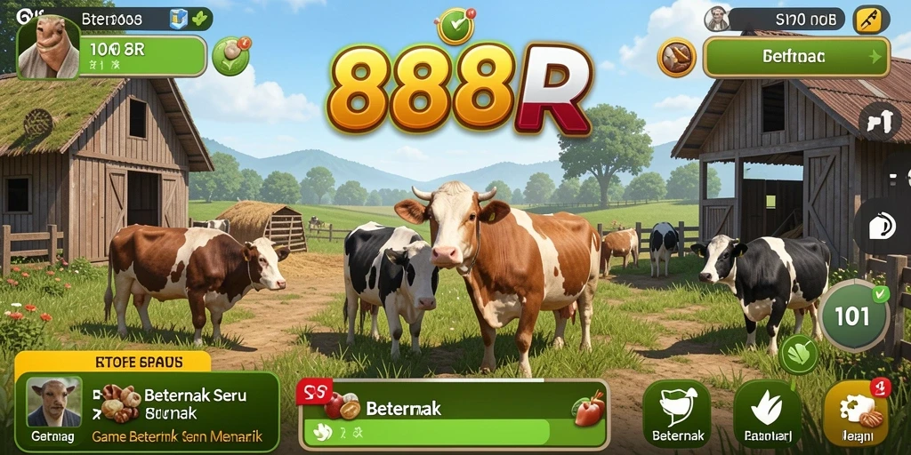 Antarmuka permainan 888R yang menarik saat bermain Beternak.