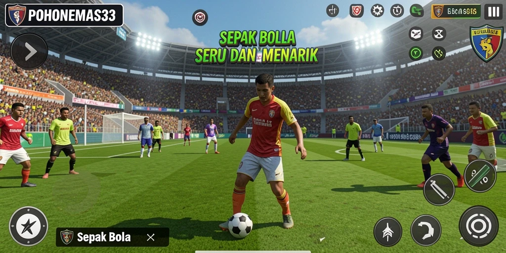 Tampilan antarmuka menarik dari game Sepak Bola POHONEMAS33.