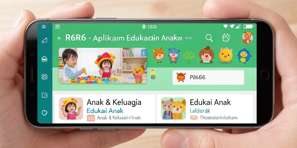 Tampilan antarmuka R6R6 yang ramah anak dan edukatif.