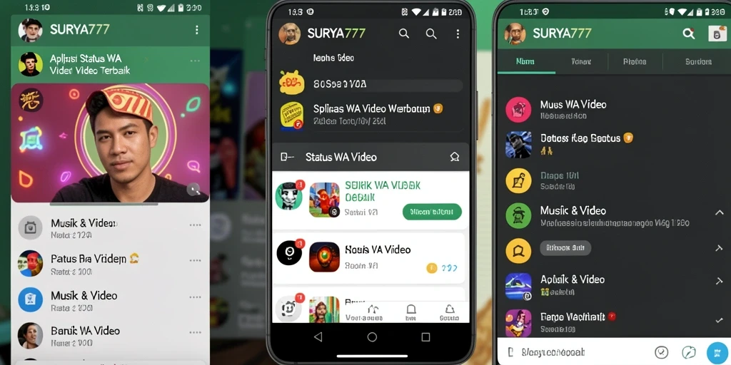 Tampilan antarmuka SURYA777 yang menarik untuk Status WA Video.