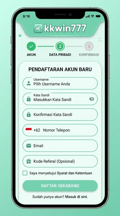 Tampilan halaman daftar kkwin777