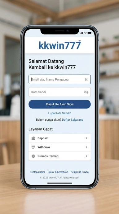 Tampilan halaman login kkwin777